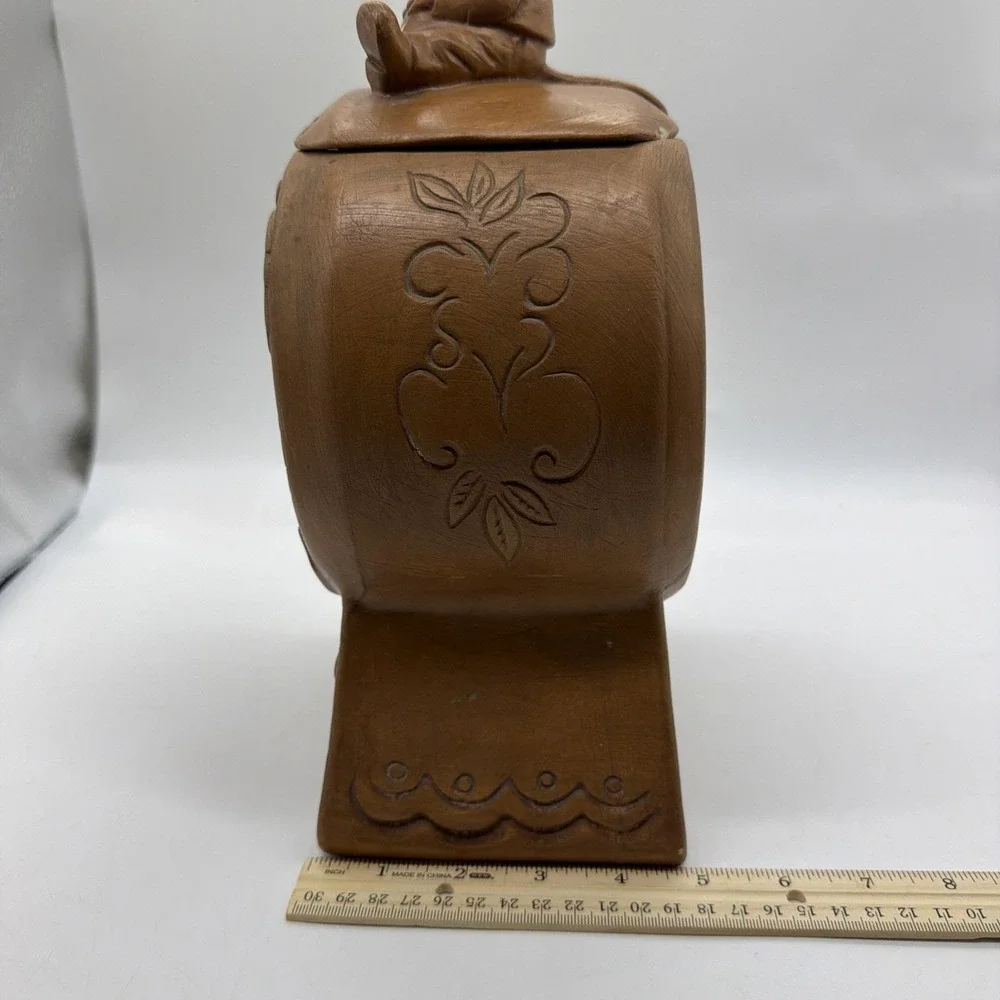 Vintage 1960 Brown Twin Winton Cookie Time Mouse Clock Ceramic Cookie Jar 14